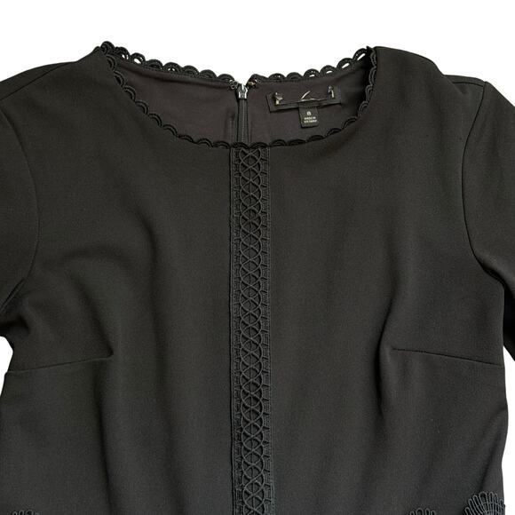 Banana Republic Black Bell Sleeve Dress Lace Trim A-Line Size 8 - Picture 3 of 11